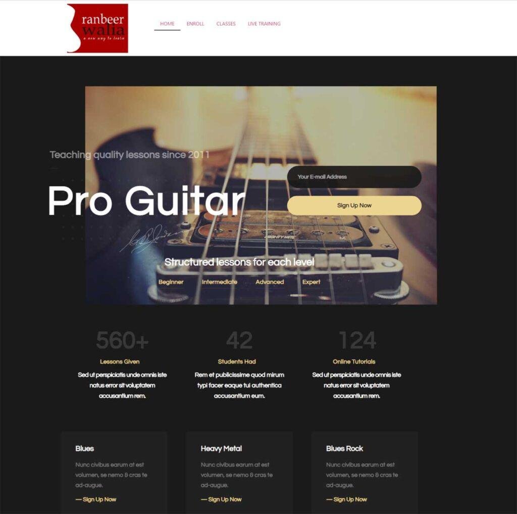 business one pager website design