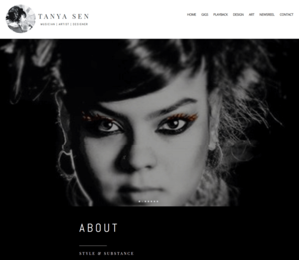 Image of a screenshot of a website called tanyasen.in created by Sears Communication