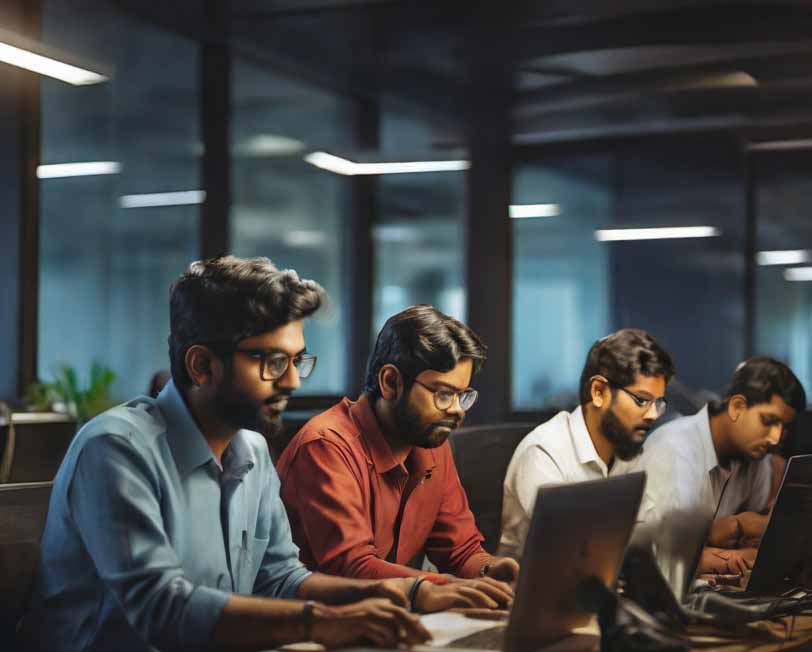 Image of a team of Indian developers working in an office to create a website